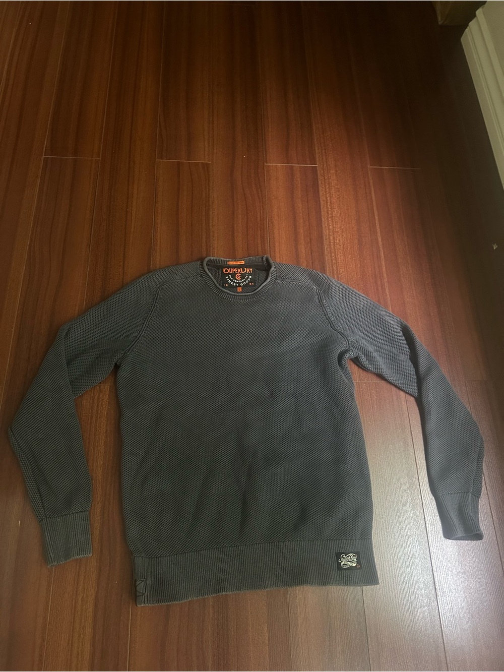 Superdry Men's Charcoal Textured Crewneck Sweater